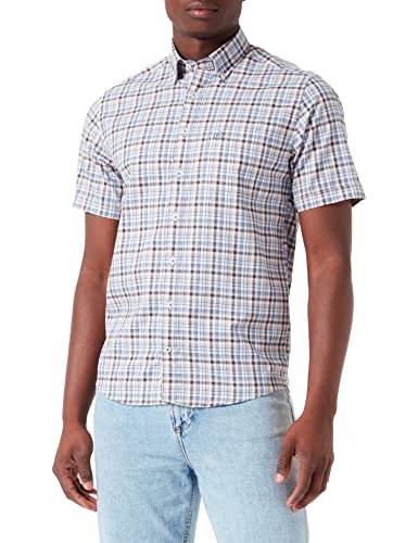 bugatti Męska koszula 9450-38411 z kołnierzykiem na guziki, brązowa-80, regularna, brązowy-80, 4XL