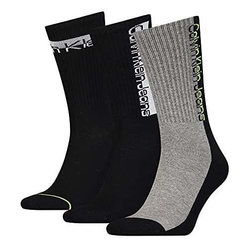Calvin Klein Męskie skarpety Crew Sock Calvin Klein Jeans Athleisure Men's Crew Socks 3-pak, czarny, rozmiar uniwersalny