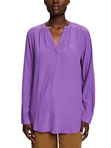 ESPRIT Bluzka z rozcięciem przy dekolcie, liliowy, XL