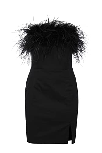 Swing Fashion Linett minisukienka damska, elegancka sukienka, odświętna, sukienka na imprezę, sukienka wieczorowa, suknia ślubna, sukienka balowa, krótka sukienka z naturalnymi piórami, bez rękawów,