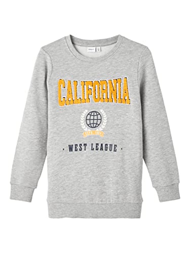 NAME IT Bluza chłopięca Nkmlauge Ls SWE Bru, szary melanż, 122-128