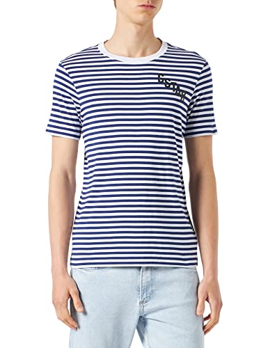 G-STAR RAW, Męska koszulka w paski, Wielokolorowy (biały/długopis niebieski pasek D21190-c339-d022), XL