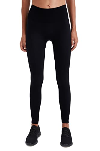 DeFacto Legginsy z wysokim stanem dla kobiet – sportowe legginsy dla kobiet, spodnie sportowe (czarne, L), czarny, L