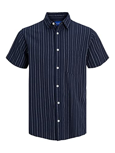 JACK & JONES Męska koszula z krótkim rękawem len, granatowy blezer, S