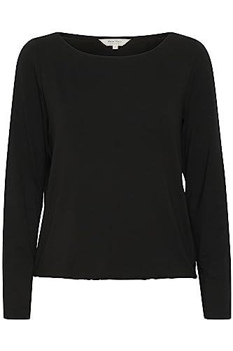 Part Two Damska bluzka z długim wyściełanym rękawem Relaxed Fit Boat Neck Hip Length, czarny, XXL