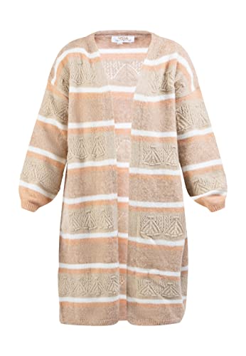 ALARY Damski długi kardigan 15525109-AL01, beżowy, wielokolorowy, XL/XXL, Beżowy, wielokolorowy., XL-XXL