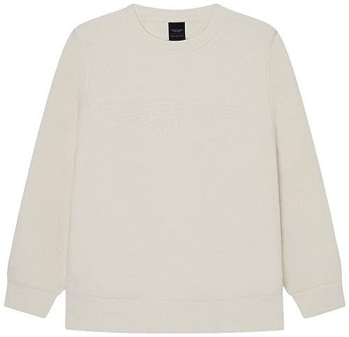 Hackett London Chłopięca bluza z wytłoczonym okrągłym dekoltem, Beżowy (Ecru), 7 Lat