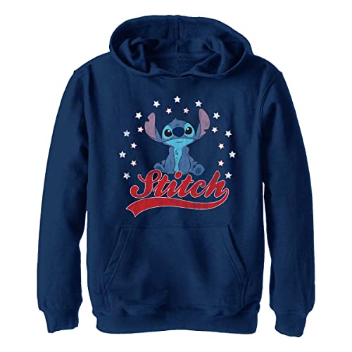 Disney Lilo & Stitch Americana Stitch Portret chłopięca bluza z kapturem, Heather Granatowy, S, Heather granatowy, S