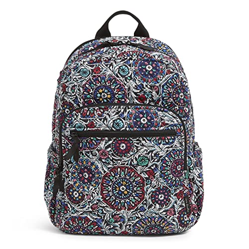 Vera Bradley Damski plecak kampusowy z recyklingu bawełniany plecak torba na książki, Witrażowy medalion – bawełna z recyklingu, Rozmiar uniwersalny