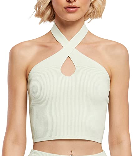 Urban Classics Women's Ladies Rib Knit Crossed Top T-Shirt, jasnoniebieski, 4XL, miętowy, 4XL