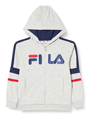 FILA Chłopięca bluza z kapturem Salewa z kapturem z blokowymi paskami, Light Grey Melange-medieval Blue-true Red, 158-164