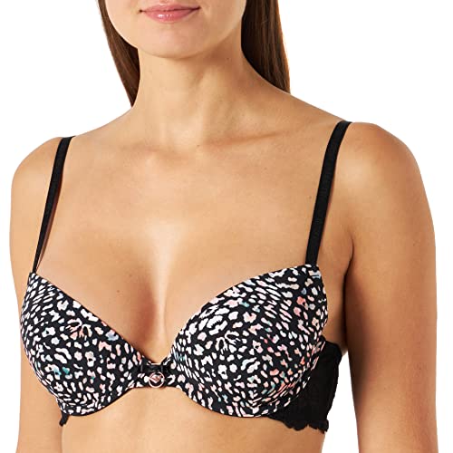Emporio Armani Damski urok na co dzień z zdejmowanymi wkładkami push-up biustonosz z wyjmowanymi wkładkami, Micro Animalier Pr, 75D