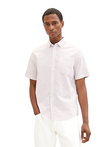 TOM TAILOR Męska koszula 1036229, 31833-Pink Off White Structure, L, 31833 - Pink Off White Structure, L