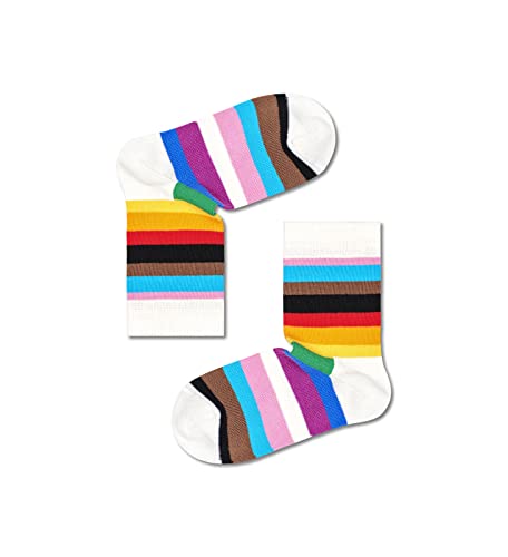 Happy Socks Pride Stripe, kolorowe i zabawne, Skarpety dla dzieci, Biały-Czerwony-Zielony-Żółty (0-12M)