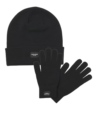 Jack & Jones męska kurtka typu jacbeanie & Glove Knit GiFTBOX czapka z dzianiny, czarna, jeden rozmiar