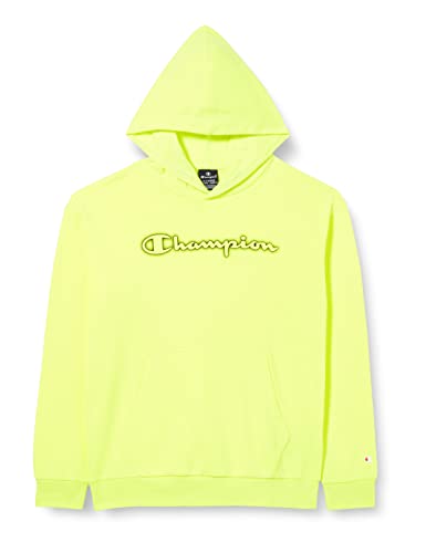 Champion Bluza chłopięca Legacy Neon Spray-Powerblend Logo Hooded, Giallo Fluorescente, 15-16 Lat