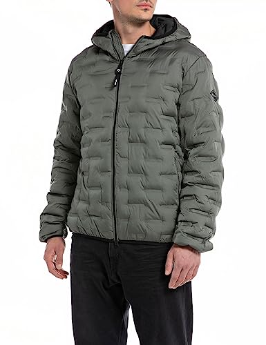 Replay Męska kurtka zimowa z kapturem, zielona (Pistachio 810), XL, Pistacjo 810, XL