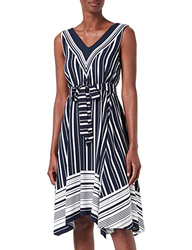 TOM TAILOR Damski sukienka z paskiem do wiązania 1027673, 27974 - Navy White Vertical Stripe, 38