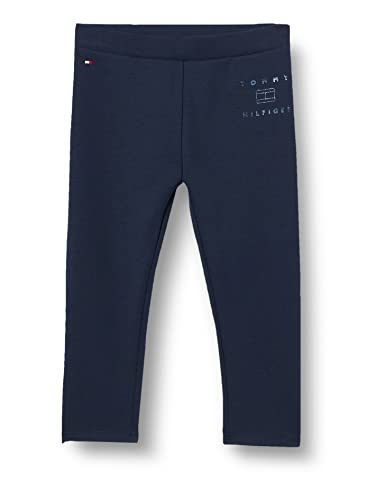 Tommy Hilfiger Dziewczęce Tommy FOIL legginsy z logo, granatowy, 86