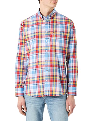 bugatti Koszula męska 9350-38412 z kołnierzykiem na guziki, czerwona, standardowa, czerwony, S