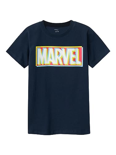 NAME IT Nkmjarly Marvel Ss Top Noos Mar T-shirt chłopięcy, Dark Sapphire, 116