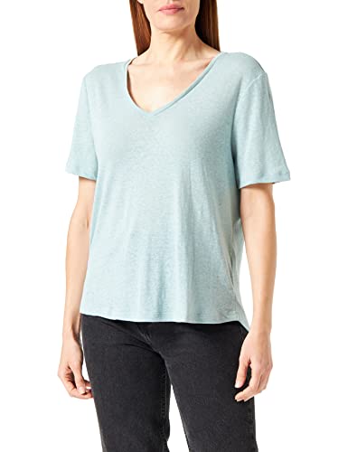 Bestseller A/S Damski ONLTEA S/S Linen V-Neck JRS NOOS Top, Aquifer, L, Aquifer, L