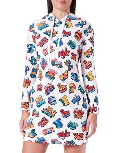 Love Moschino Damska sukienka z kapturem z długim rękawem w stylu cinched Waist, Beżowy, czerwony, zielony, żółty, 38