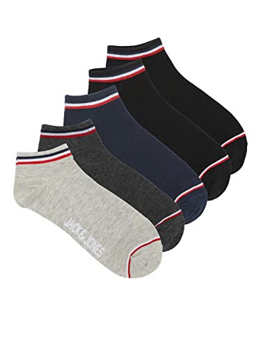JACK & JONES Męskie skarpety Jackayo Short 5-pak, czarne/opakowanie: czarno-granatowe blazer-DGM-LGM, rozmiar uniwersalny, Black/Pack:Black - Navy Blazer - DGM - LGM