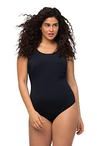 Ulla Popken Damski duży rozmiar plus size kostium kąpielowy, bardzo miękka podszewka, boczne marszczenie 818434, morski, 54-56