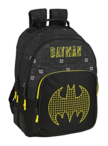 Plecak szkolny Batman Comix Safta, 320x150x420 mm, Czarny/żółty