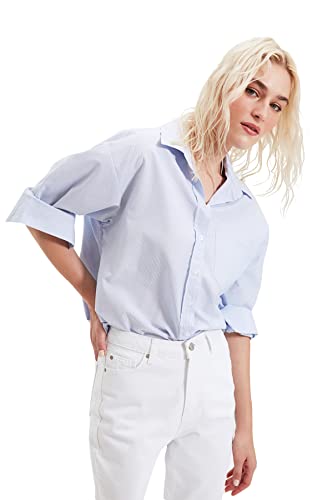 Trendyol Koszulka damska, lekka w paski, niebieski (Clear Blue), 38