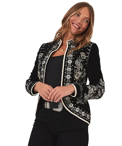 Joe Browns Damska kurtka wyróżniająca się Boutique haftowana, czarna Multi, 16, Czarny wiele