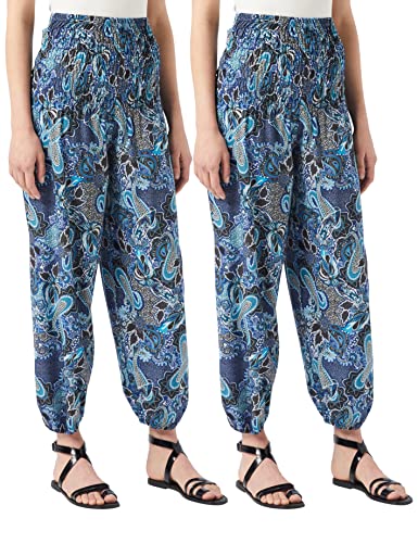 FM London Damskie spodnie do jogi, Dark Multi Colour, 38 PL