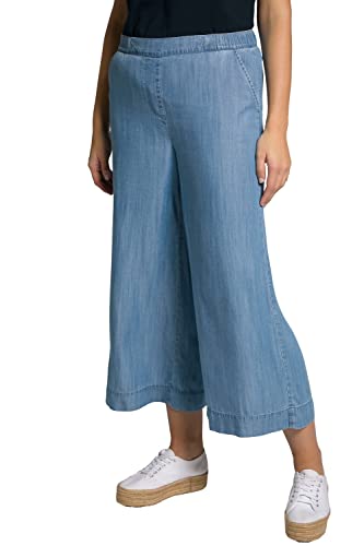 Ulla Popken Damska bluza z lyocellu, o wyglądzie dżinsów, komfortowy ściągacz, w kształcie marlene, luźne spodnie, Light Blue Denim, 46