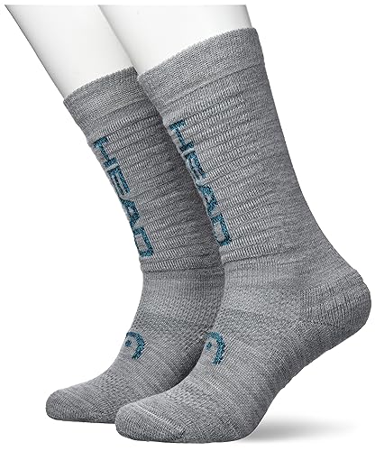 HEAD Skarpety narciarskie dla początkujących, uniseks (2 sztuki), Grey / Sky Blue Combo, 43-46 EU