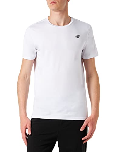 4F Męski T-shirt funkcyjny Tsmf351 koszulka FNK, biały, XL, biały, XL