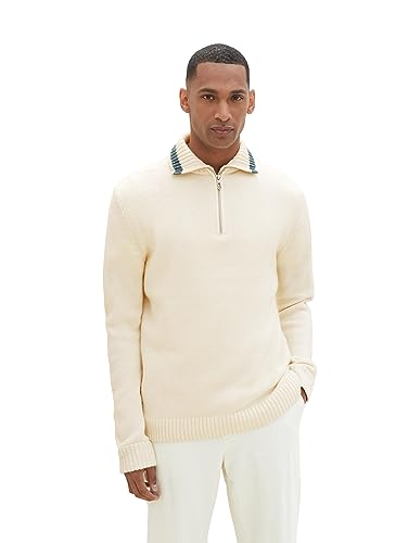 TOM TAILOR sweter męski, 34176 - Vintage Beige White Core, L