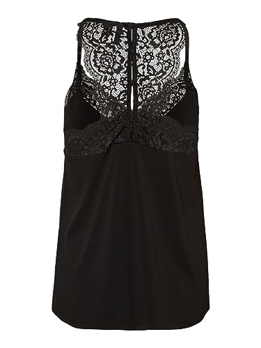 VERO MODA Damski top Vmana S/L Lace Ga Noos Tall Top, Schwarz, L-D?ugi
