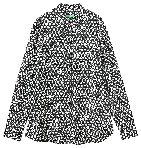 United Colors of Benetton Koszula męska, Czarny Kwiatowy Wzór 71w, XL