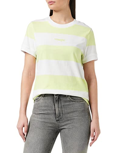 Wrangler Damska koszulka w paski z wysokim prążkowaniem, zielony (Lime Sherbet G17), S