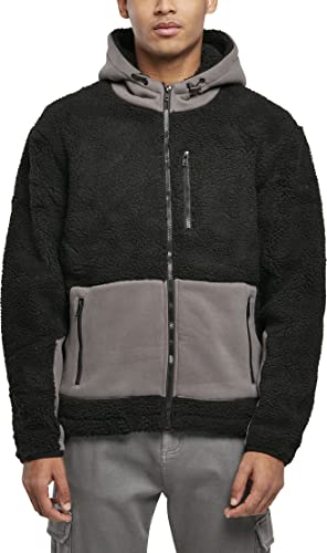 Urban Classics Męska kurtka z kapturem Sherpa, czarny/asfalt, XXL