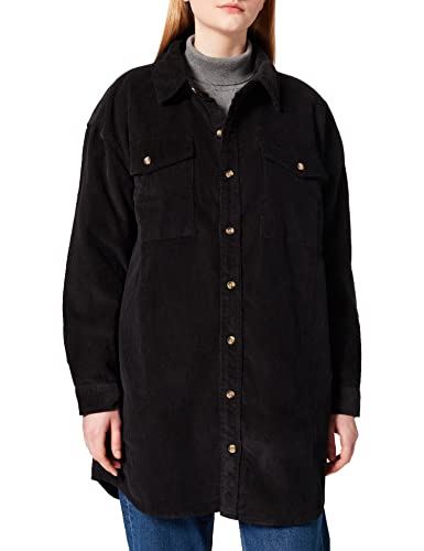 Urban Classics Damska kurtka overshirt, długa sztruksowa kurtka koszulowa z dwiema kieszeniami na piersi i kieszeniami kurtki, rozmiar od XS do 5XL, czarny, 5XL