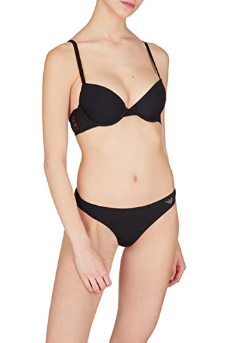 Emporio Armani Women's Second Skin Microfiber Thong Majtki Stringi Damskie, Czarny, M