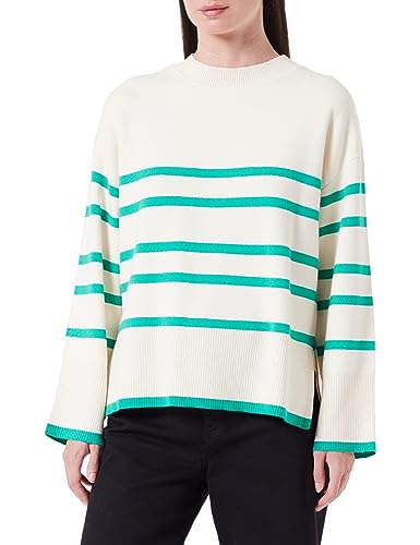 VERO MODA VMSABA LS O-Neck Stripe GA NOOS sweter damski, brzozowy/paski: miętowy, L, Brzoza/paski: miętowy, L