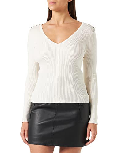 Morgan damski sweter z długim rękawem z dekoltem w serek MJUN Ivory TL, Kość słoniowa, L