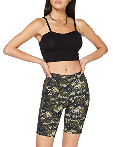 Urban Classics Damskie spodnie kolarskie z wysokim stanem, Camo Tech Cycle Shorts, długie do kolan, legginsy dla kobiet dostępne w wielu kolorach, rozmiary XS - 5XL, Wood Digital Camo, 3XL