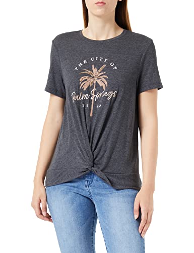 ONLY Onlpalmie Reg Twist S/S Top Box JRS T-Shirt damski, czarny/nadruk: palm, M