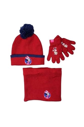 Disney Czapka rękawica Snood Minnie, czerwona, jeden rozmiar dla dziewczynki, Czerwona, rozmiar uniwersalny