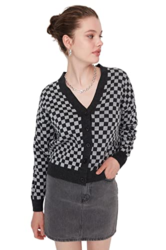 Trendyol Kardigan - granatowy - regularny, Antracyt, S