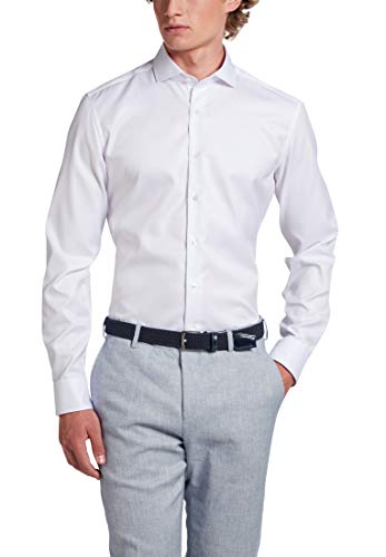 Eterna Męska koszula Slim FIT Cover Twill White UNI Super długi rękaw, 18, biały, 46-Wysoki